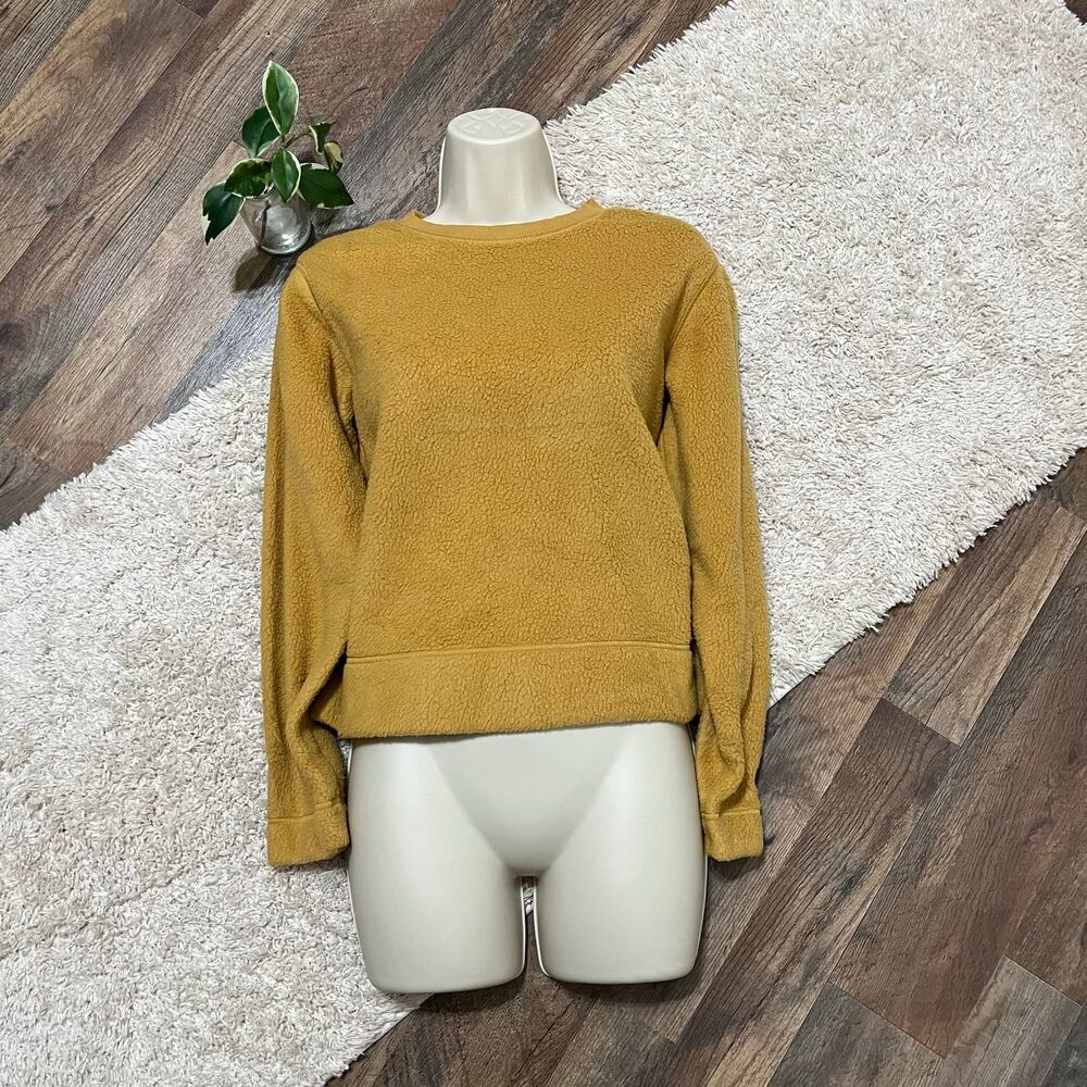 Everlane Size XXS Mustard Yellow ReNew Plush Fleece Crewneck Pullover Sweatshirt